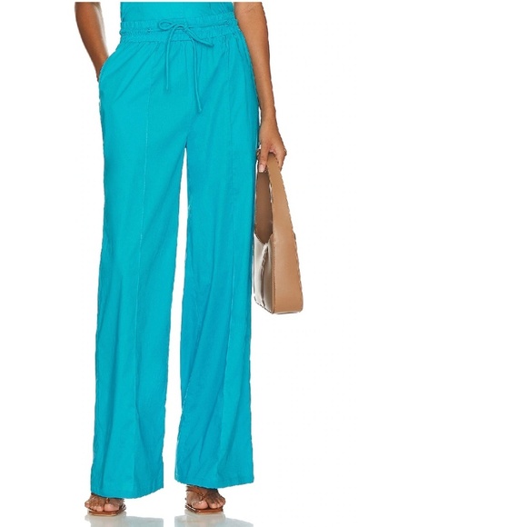 Lovers + Friends Women's Cerulean Blue Rockaway Pant Wide Leg Pull On Size Large - Picture 1 of 11